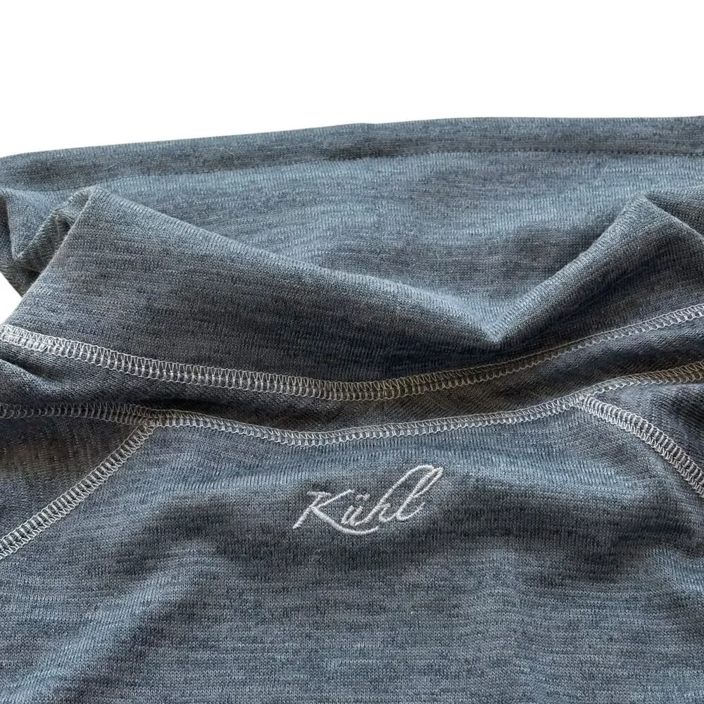 Kuhl Lea Pullover Women's Large Gray Cowl Neck Thumbholes Kangaroo Pocket EUC